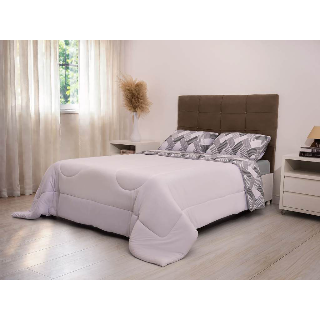 Jogo de Cama King Completo 5 Peças com Edredom Malha 100% Algodão