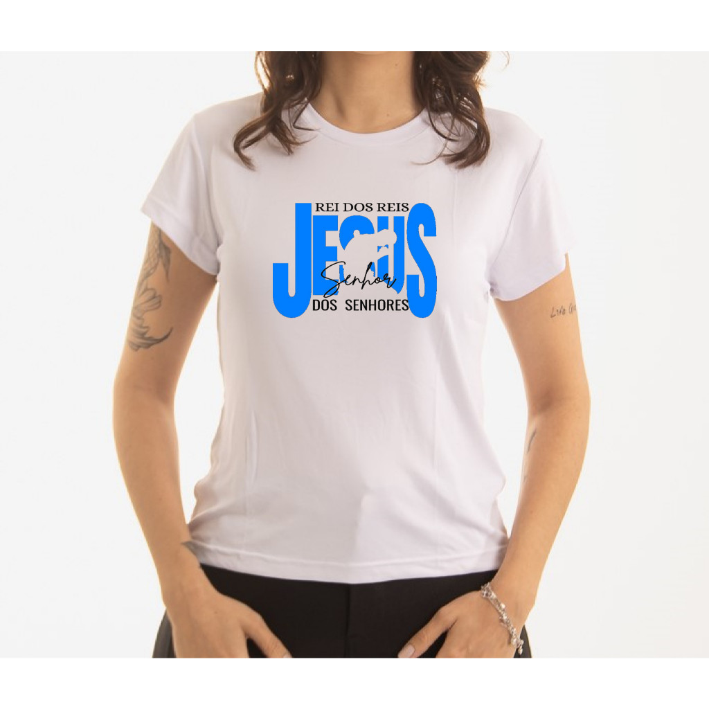 Camiseta Feminina T Shirt Estampa Cristã Senhor Todo Poderoso 100% Algodão Gola Redonda Super Confortavel