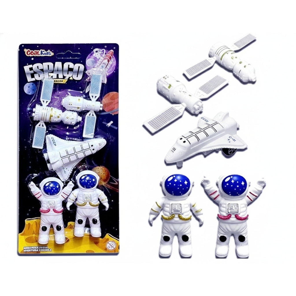Kit Astronautas com Foguete e Satélites – Brinquedo Exploração Espacial Infantil 5 Peças