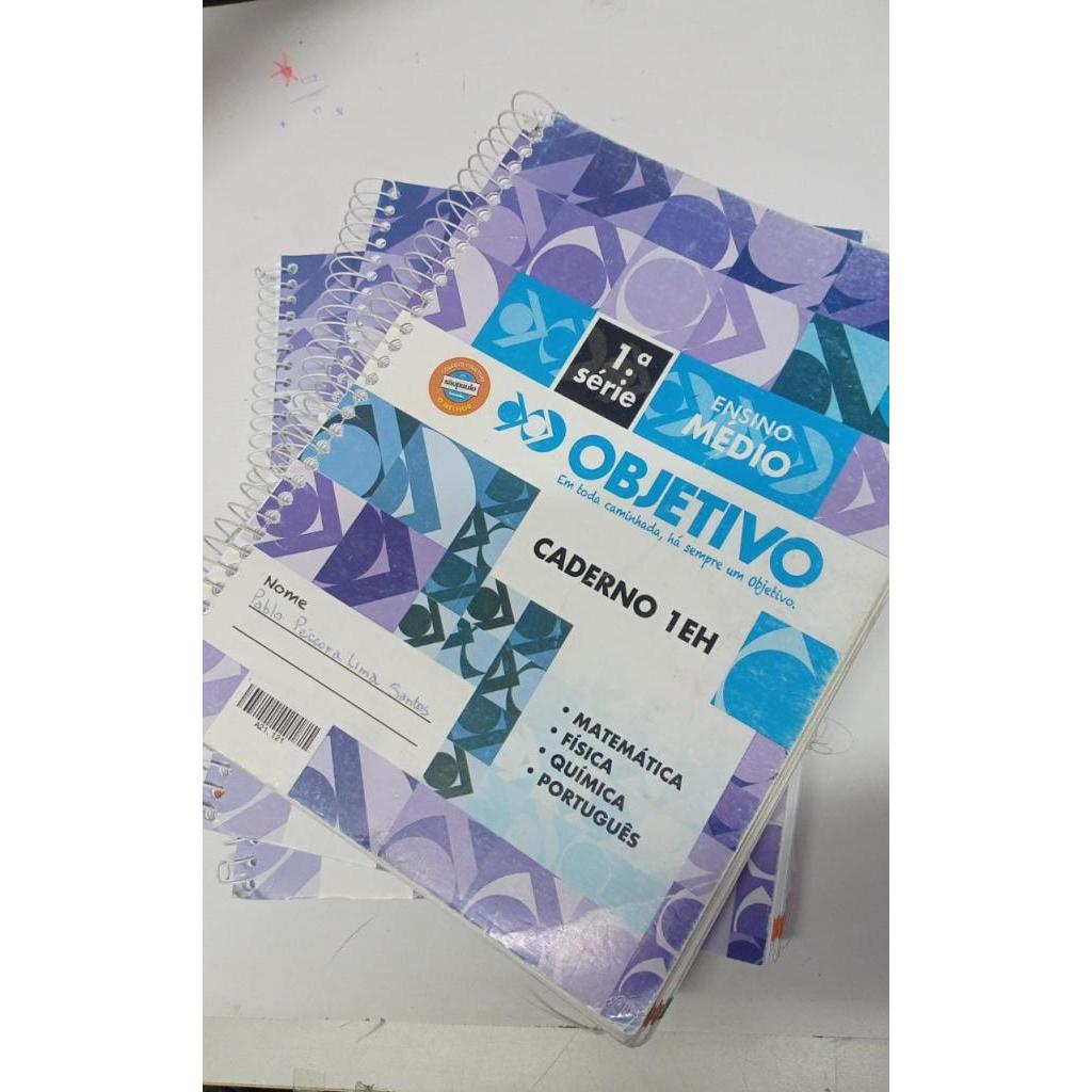 Kit 3 Cadernos Objetivo Ensino Médio 1a serie Caderno 1EH Caderno 4HB e caderno 3 revisão bimestral
