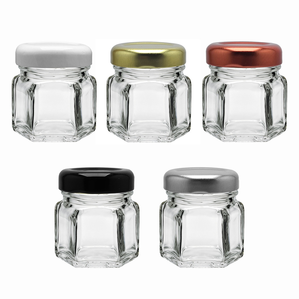 100 potes de Vidro mini geleia brigadeiro de 40 ml sextavado geleinha tampa metal