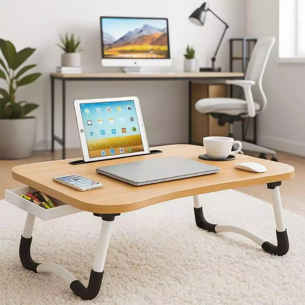 Mesa Notebook Dobrável Suporte Bandeja Cama Sofá Apoio Computador Trabalhar Estudar