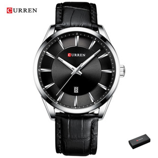 CURREN Relógio masculino casual e elegante 8365X Pulseira de couro genuíno Relógio esportivo de quartzo à prova d'água em Oferta na Shopee
