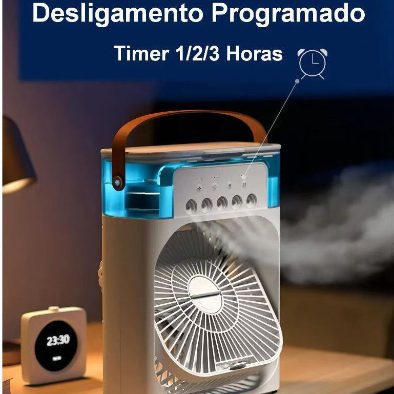 Imagem Mini Ar Condicionado Umidificador Ventilador Portátil USB Led Quarto Sala De Estar Escritório Mesa