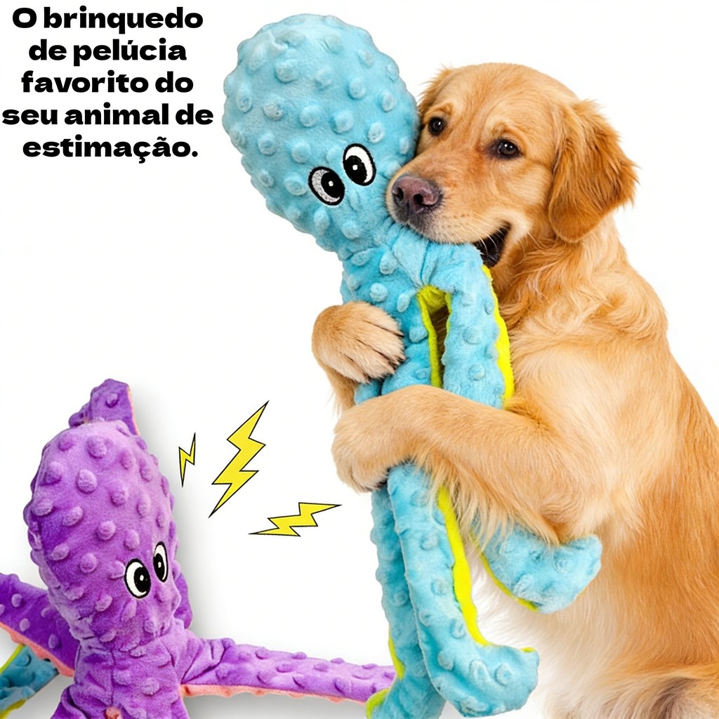 Brinquedo de Pelúcia Polvo Fundo do Mar Com Apito Barulho Interativo Divertido Para Cachorro