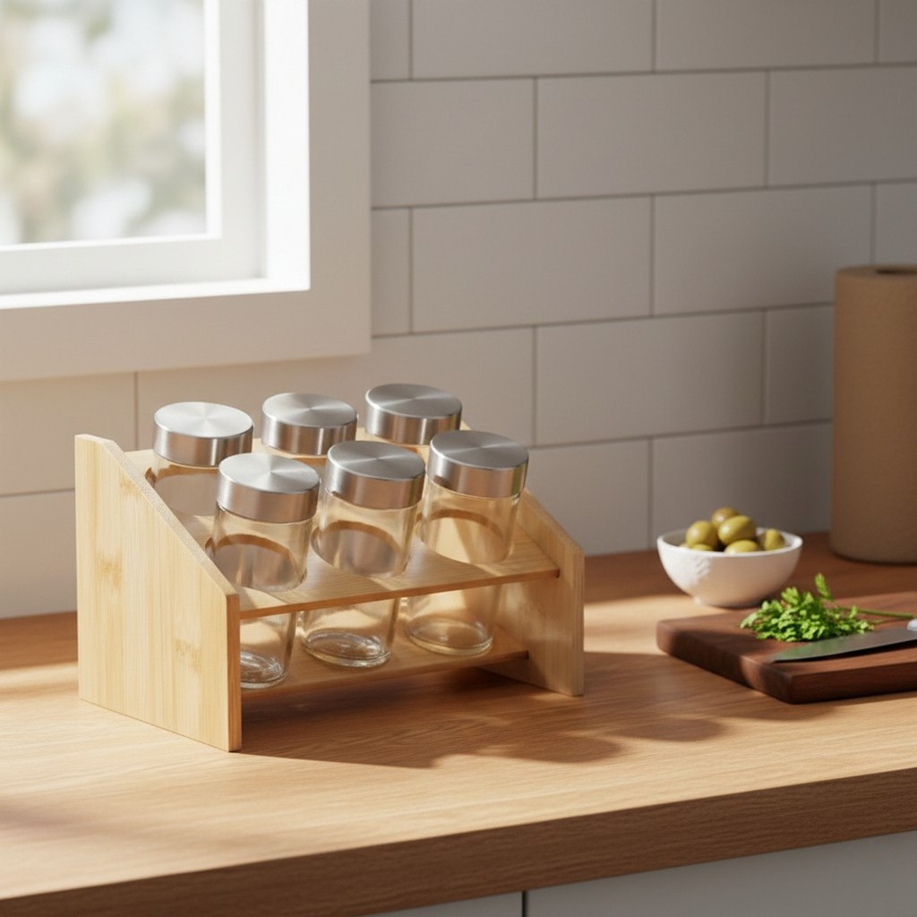 Porta Condimentos Temperos Suporte 6 Potes Cozinha Decoração