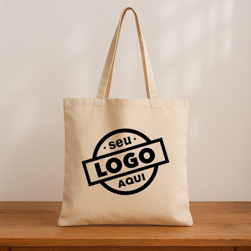 Kit 3 Ecobags Personalizadas com Logo | Bolsas Algodão Cru 33x40cm | Brinde Empresa |