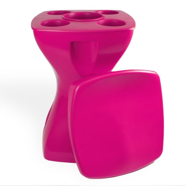Banqueta Petisqueira Rosa Multiuso Design Moderno Mesa Lateral Coller Apoio Decorativo Para Piscina Jardim Varanda Sala