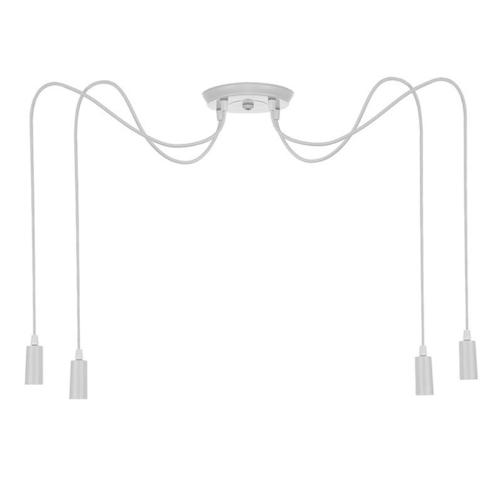Pendente Aranha 4 Lâmpadas Soquete E27 Termoplástico Luminária 110v/220v Sala Mesa Cozinha Branco Preto