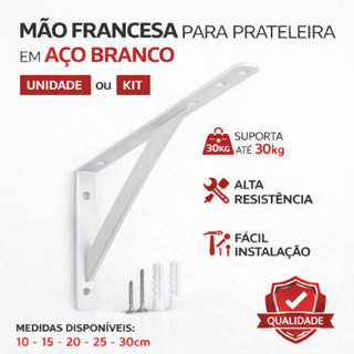 Suporte Mão Francesa Branca em Aço para Prateleira Incluso Parafusos e Buchas em Oferta na Shopee
