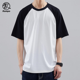 240g puro algodão manga Raglan camiseta solta pequeno decote manga curta solta meia manga masculina All-Match meia manga