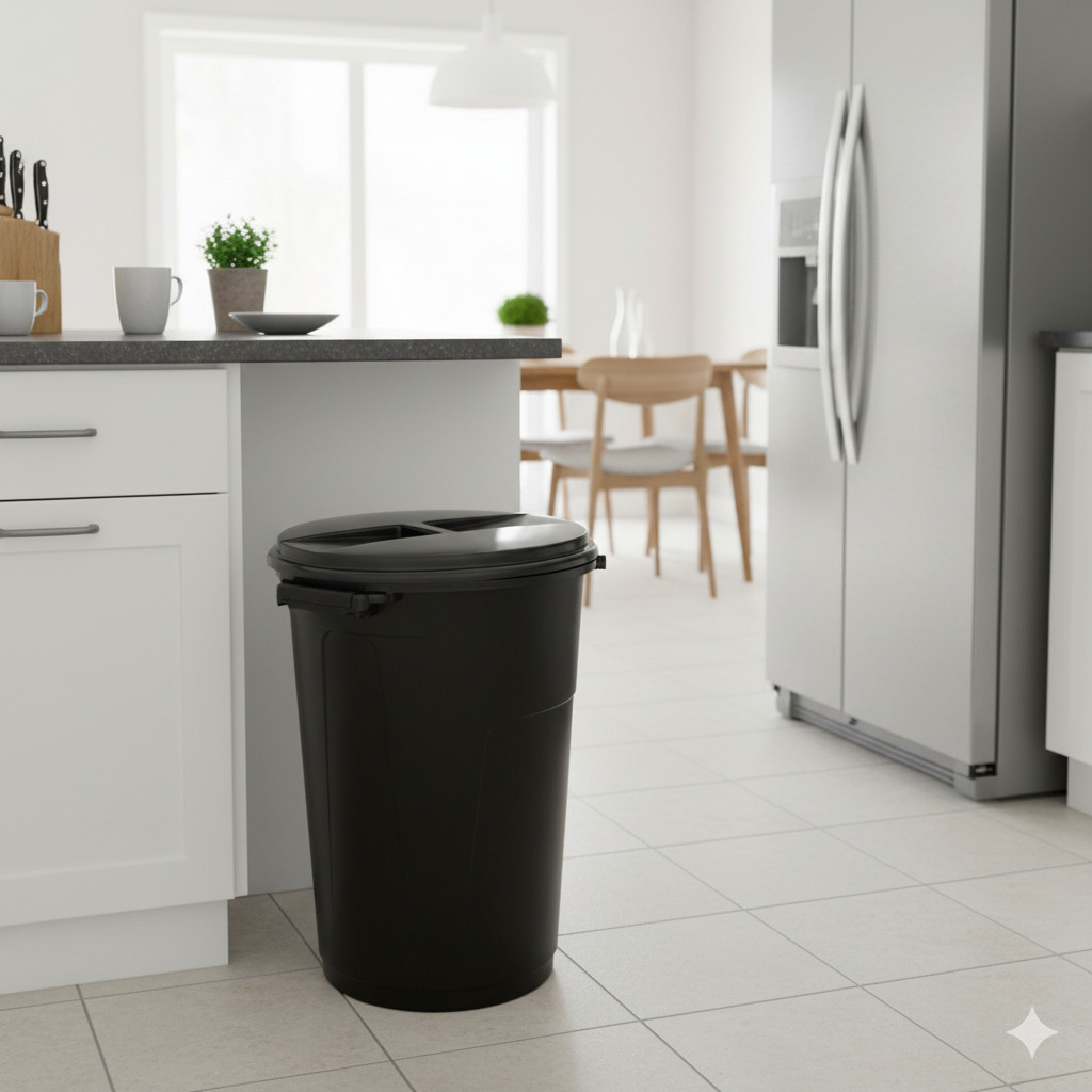 Lixeira preta grande multiuso 35L ou 60L robusta tampa resistente prática casa escritório durável