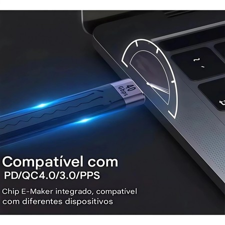 Cabo USB-C para USB-C Curto 40Gbps 100W PD 8K FPC ThunderBolt 3/4 Flexível para Hub MacBook iPad SSD Externo