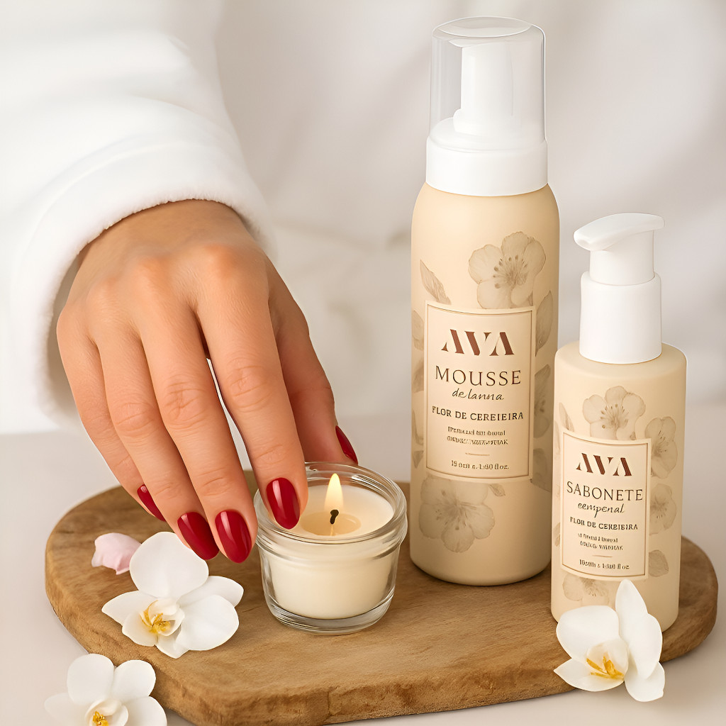 Kit Spa Ava Sabonete Liquido Mousse Banho Flor De Cerejeira. Flor De Cerejeira