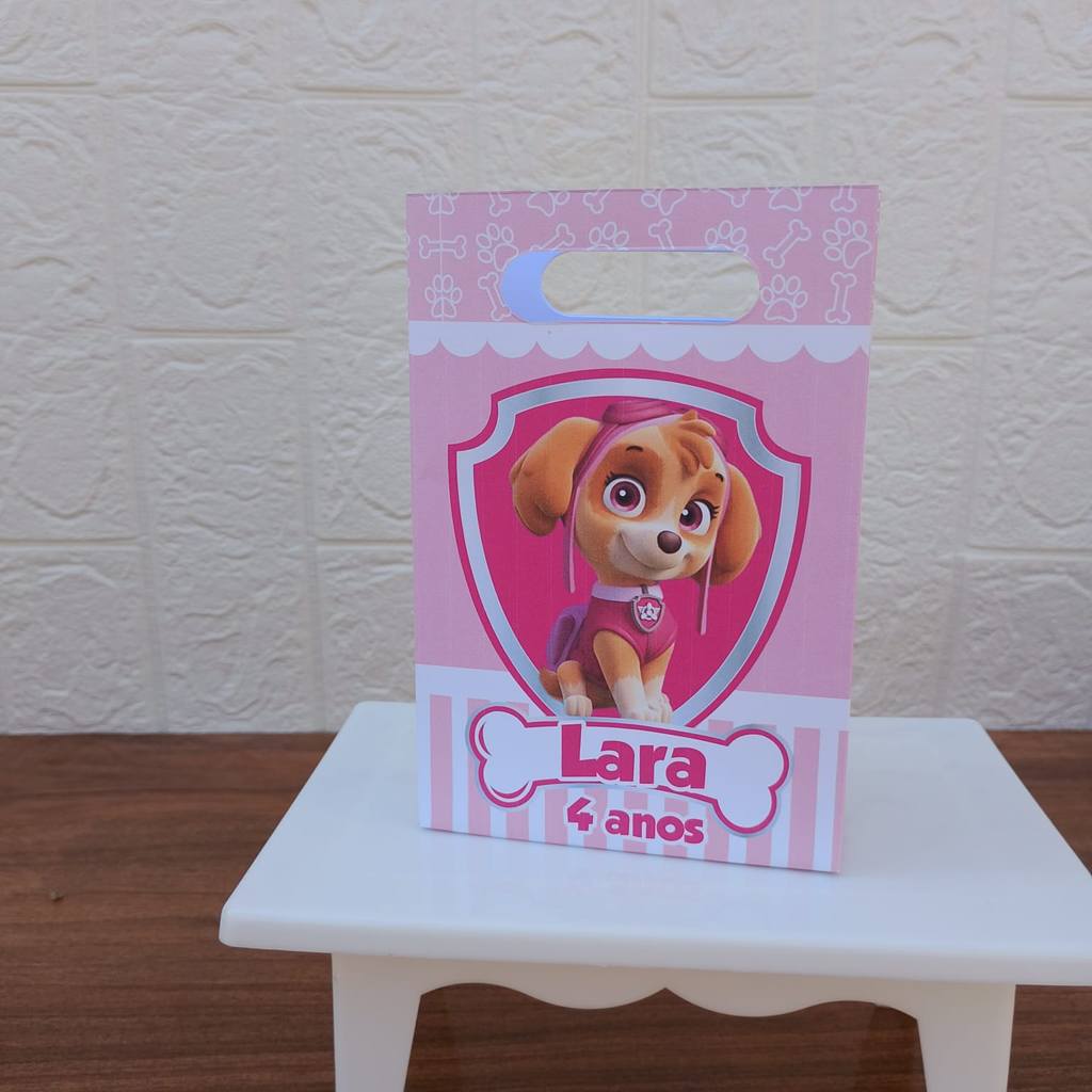 PEGUE E MONTE FESTA ANIVERSARIO LEmbrancinha Sacolinha PP Personalizada Boca de Palhaço SKAY PATRULHA CANINAFAZENDINHA