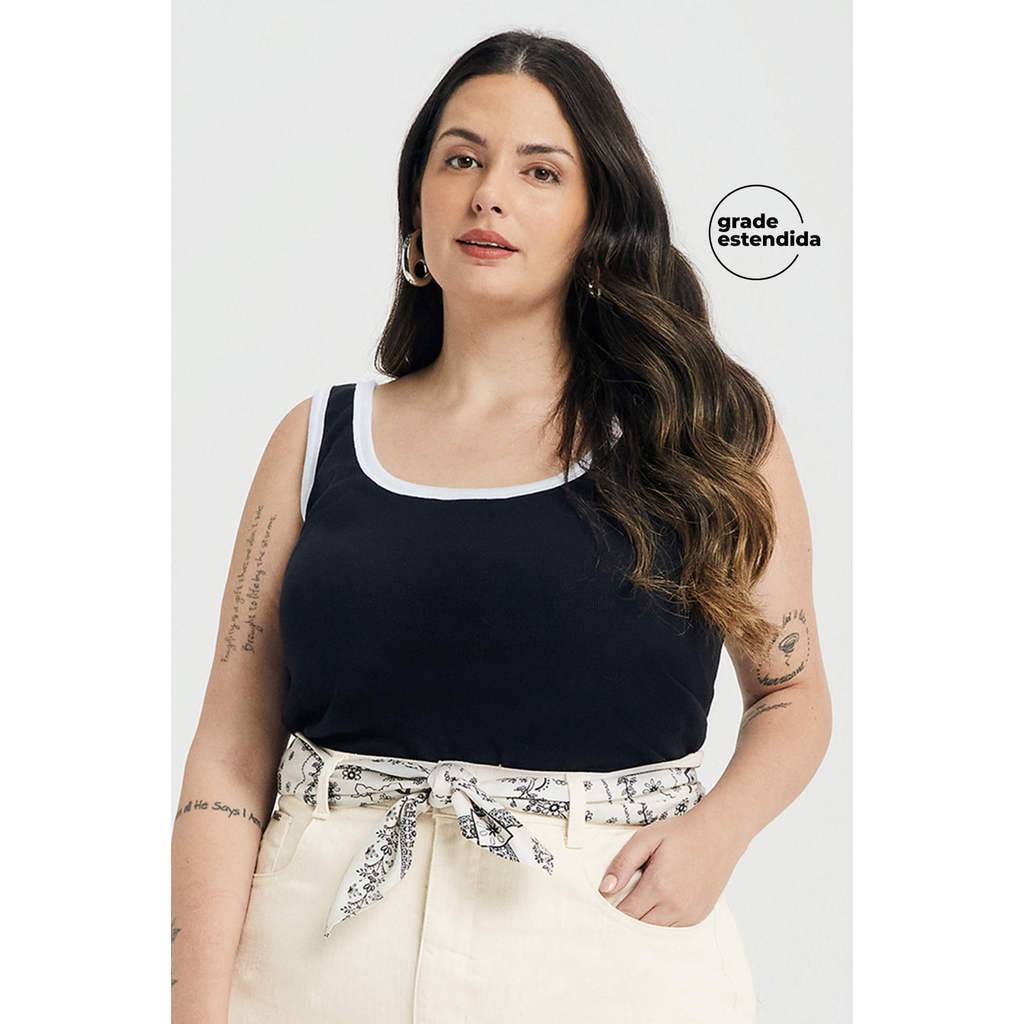Regata Feminina Ribana Debrum Contraste Marialícia Preto