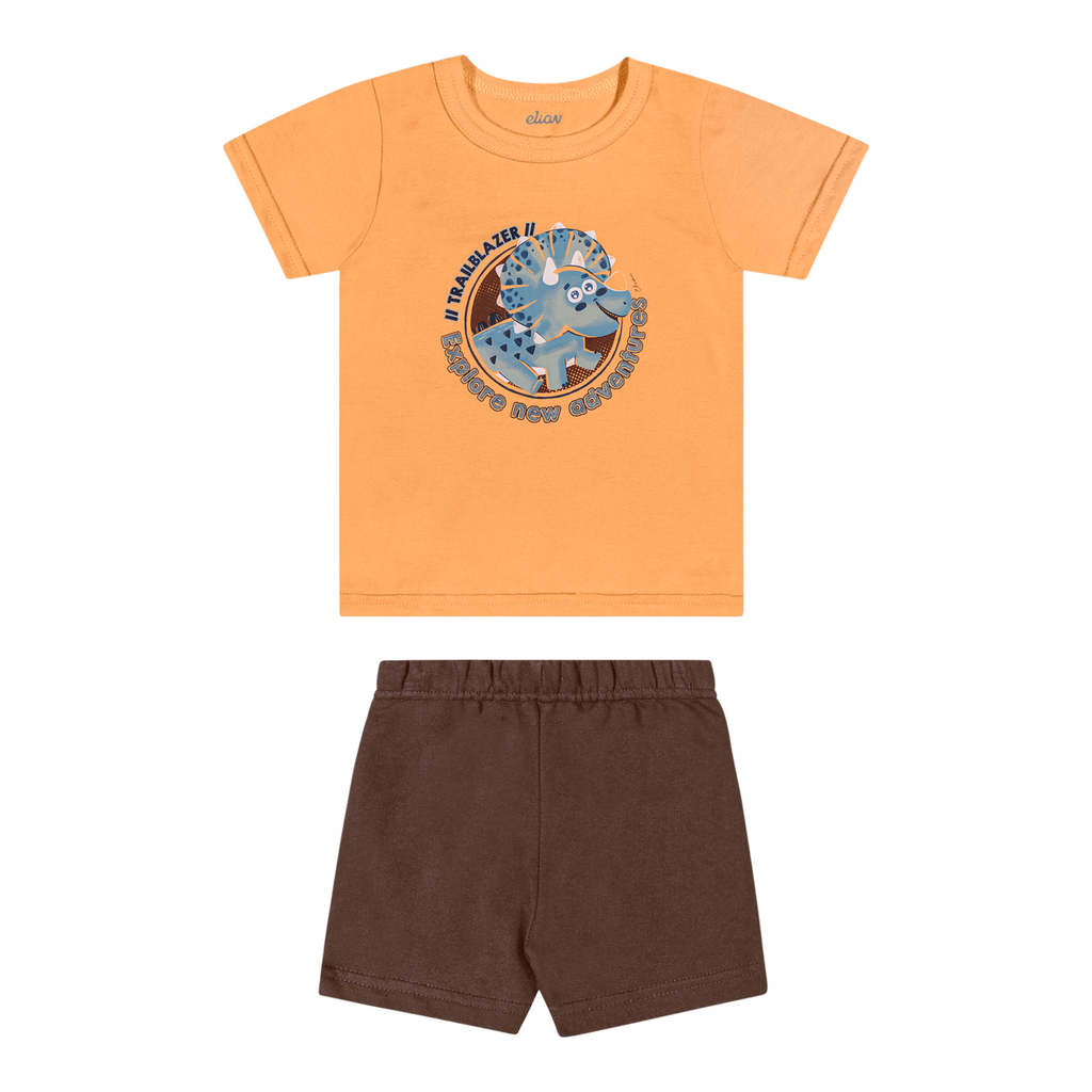 Conjunto Bebê Menino Estampa Animais Elian Laranja