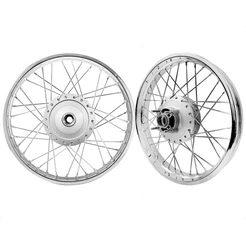 Par Jogo Rodas Fan 125 2009/2018 Montada Alinhada Aro Cromado Raio Cromado 4mm