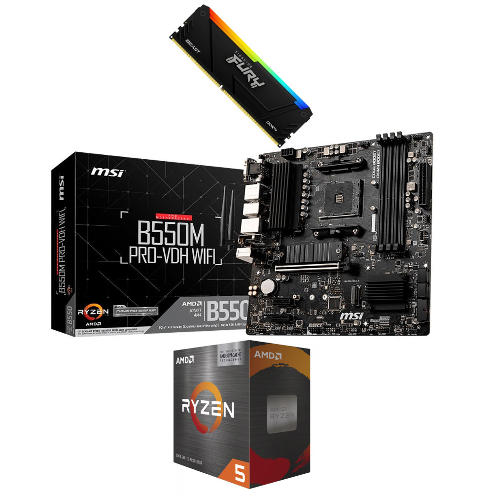 Kit Placa-Mãe MSI B550M Pro-VDH WiFi+Ryzen 7 5700X+16gbFury
