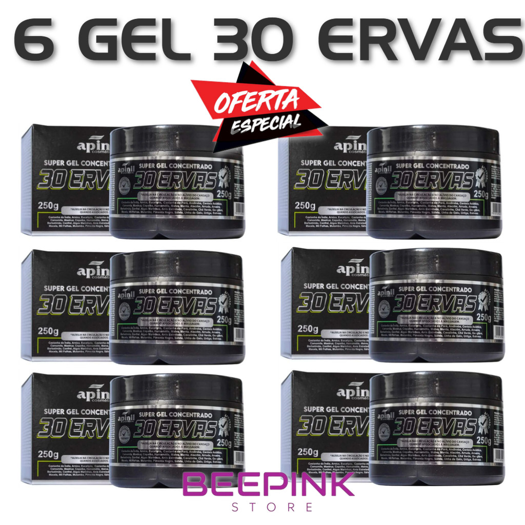 Kit 6 Unid SUPER GEL APINIL Concentrado 30 ERVAS 250g