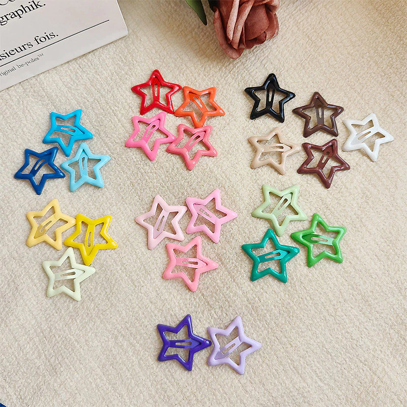 Presilhas Estrela Coloridas Y2K Dopamina Antiderrapantes Para Escola Festas Verão Praia Looks Criativos Meninas