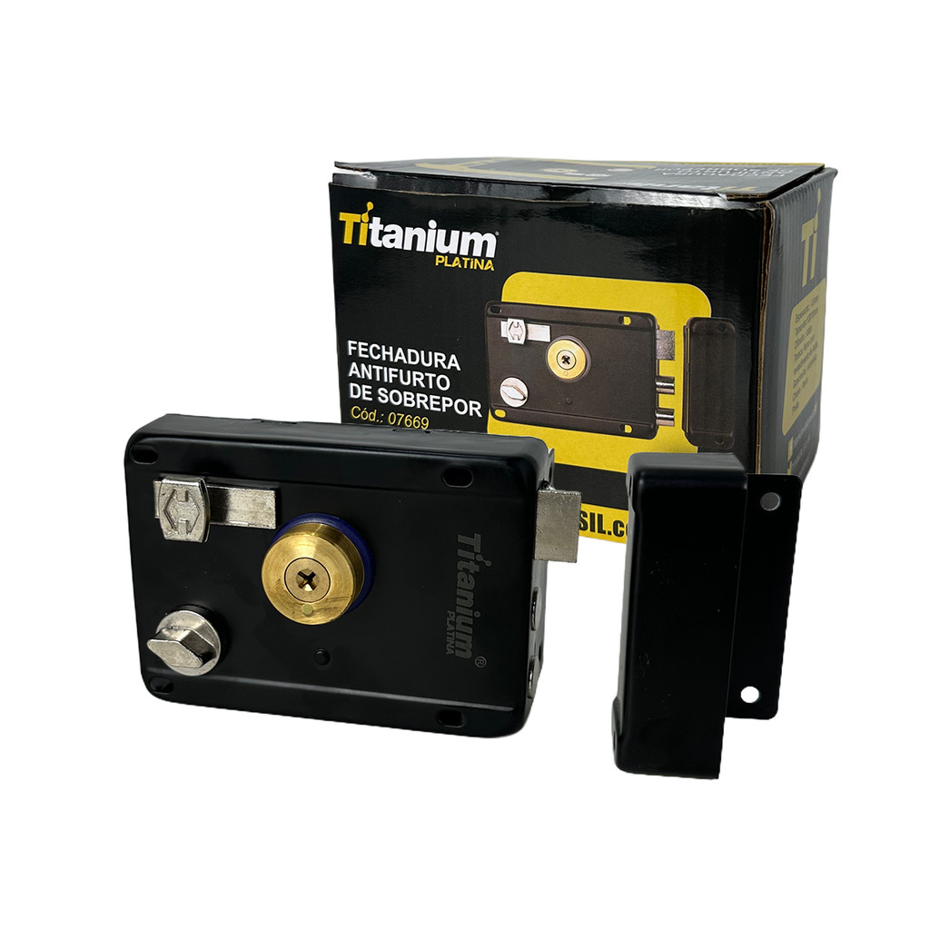 Fechadura de Sobrepor Anti-Furto Chave Tetra Preta Titanium Platina em Oferta na Shopee