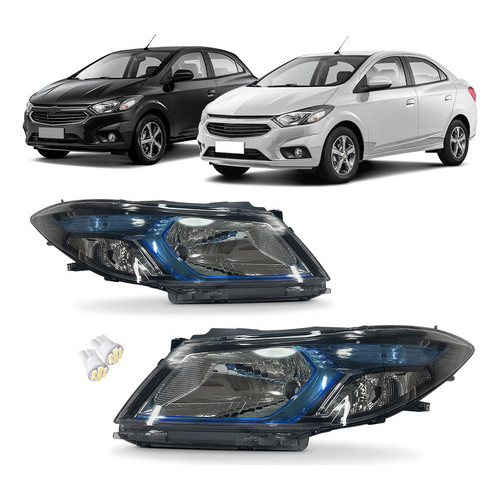 Par Farol Onix Prisma 2013 2014 2015 2016 Mascara Negra