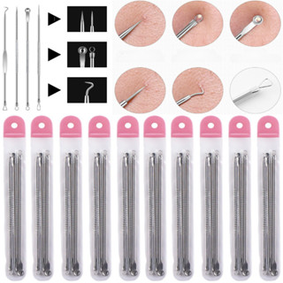 1/10 Pacotes/Kit estojo com 4 extratores para remoção de Cravos e Espinhas Material 100% aço em Oferta na Shopee