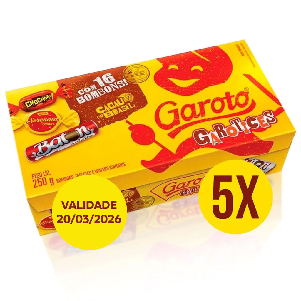 Kit com 5 Caixas de Bombom Sortido 250g - Garoto em Oferta na Shopee