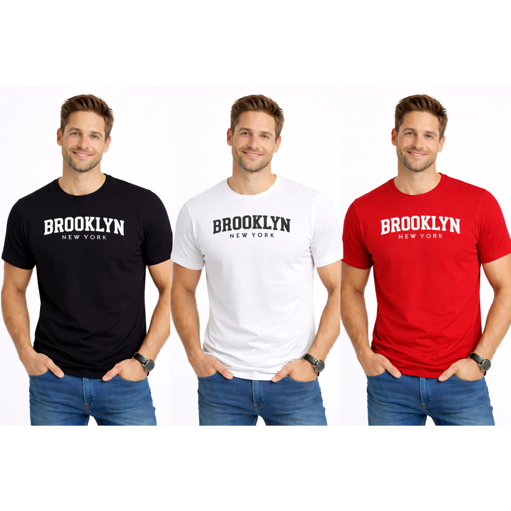 Kit 3 Camiseta Estampada Masculina Básica Confortável Versátil Dia A Dia