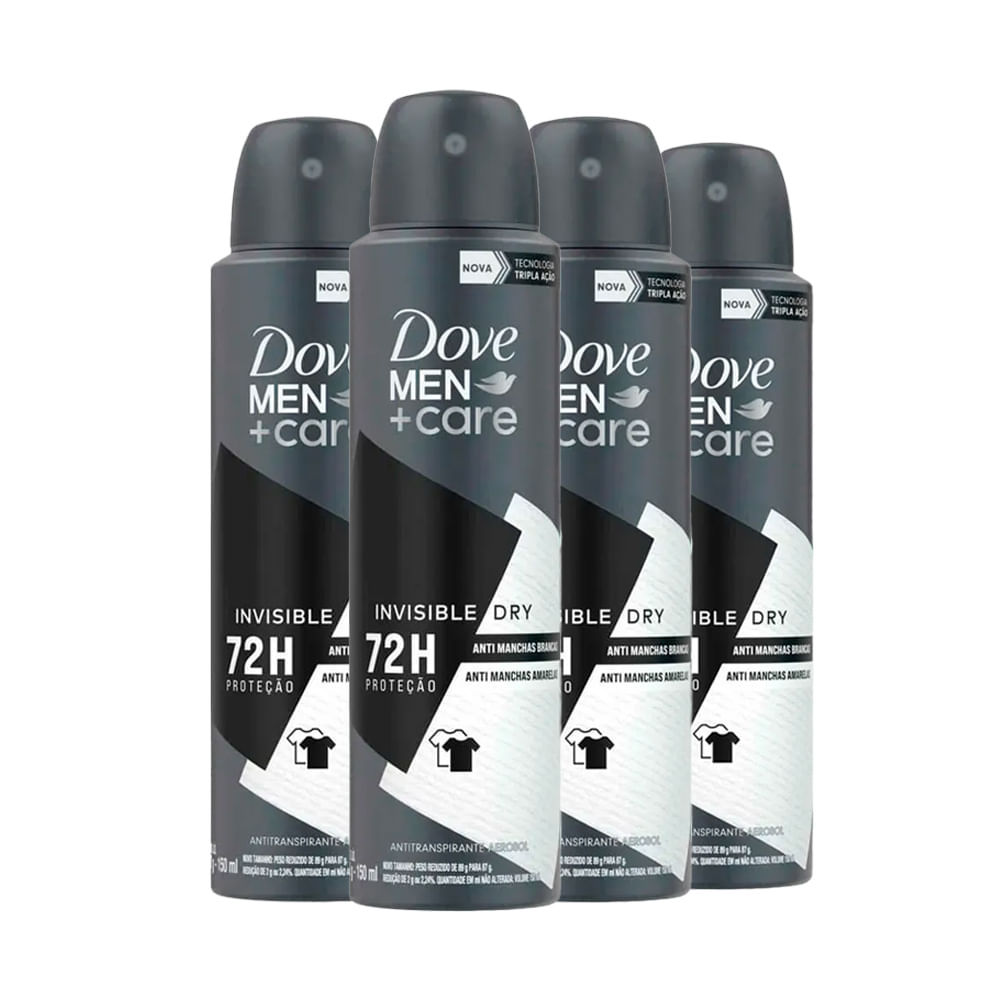 Kit Desodorante Aerosol Dove Men Invisible 150ml - 4 unidades em Oferta na Shopee