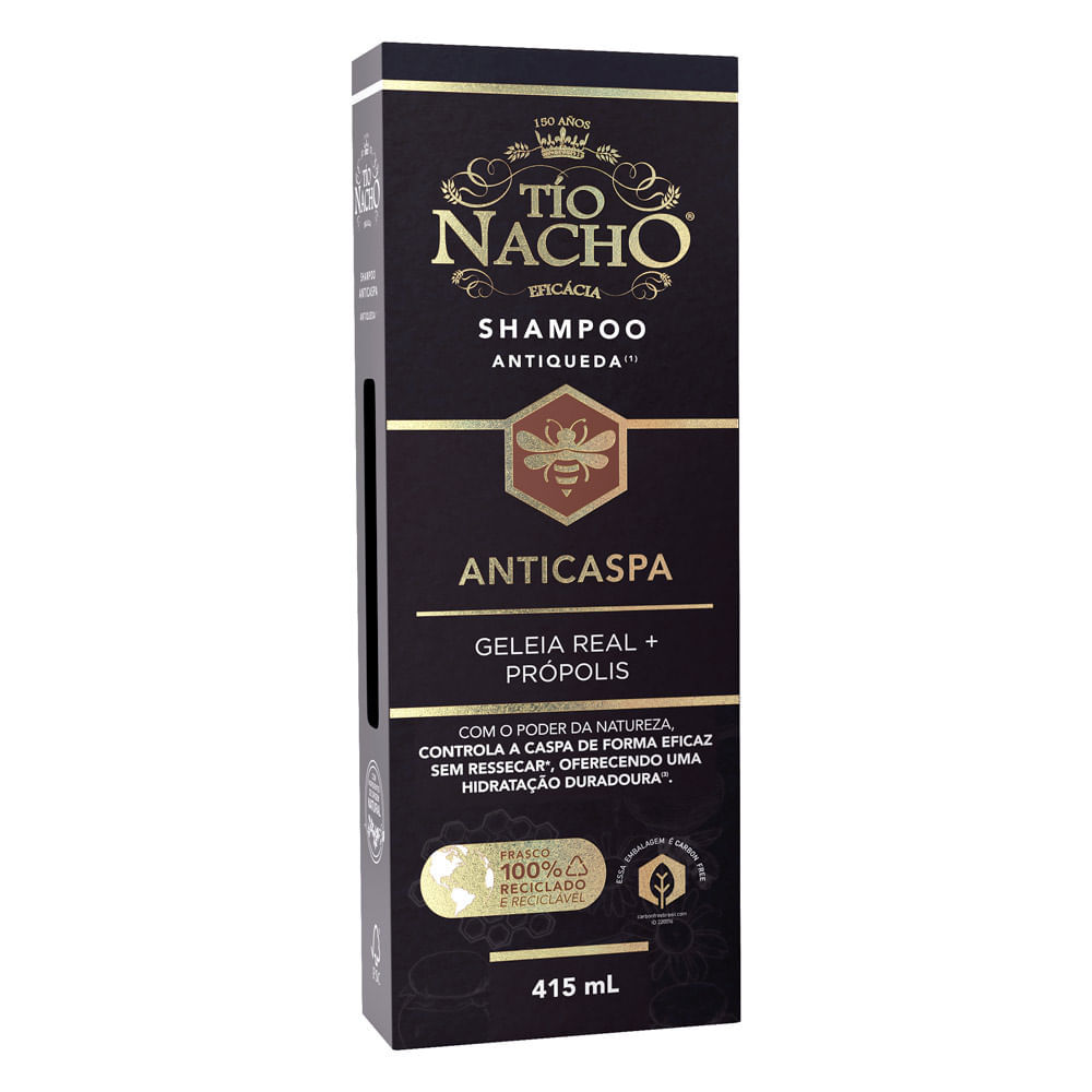 Shampoo Tío Nacho Antiqueda Anticaspa Geleia Real e Própolis 415ml em Oferta na Shopee