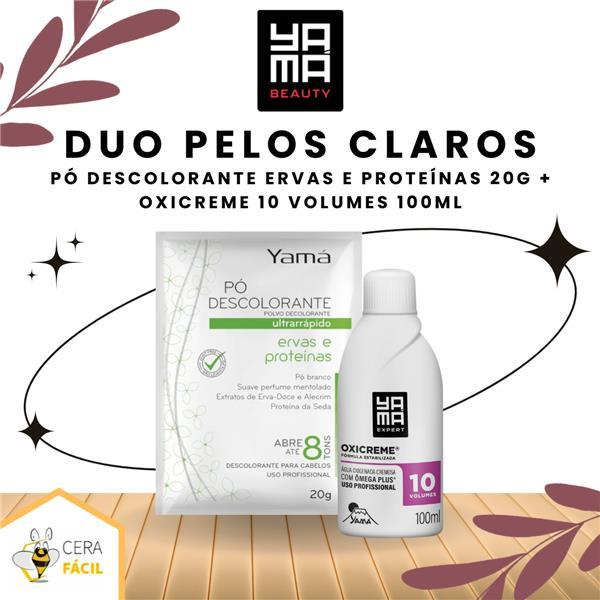 Kit Duo Pelos Claros Yamá - Pó Descolorante Ervas 20g + Oxicreme 100ml