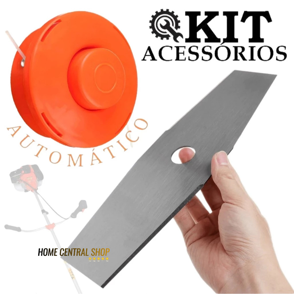 Kit Acessórios Para Roçadeira Lamina 2 Pontas + Carretel Fio De Nylon