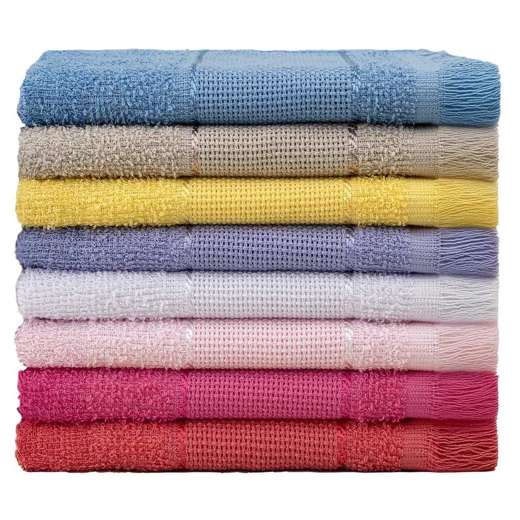 Kit 10 Toalhas Social Sortidas para Bordar com Barra em Etamine e Franja