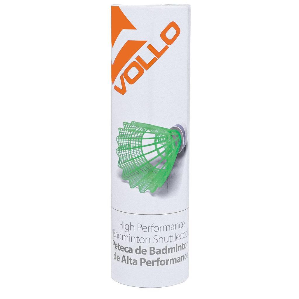 Peteca de Badminton Vollo de Nylon Base de Cortiça Tubo com 06 Unidades Amarela
