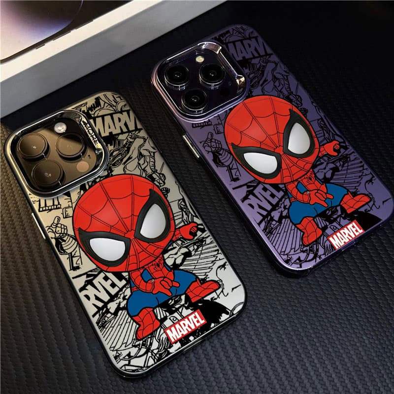 Metálica Homem Aranha Marvel Capa Capinha Para iPhone SE 7 8 14 15 Plus XS X XR 11 12 13 16 17 Pro Max Anti-Queda