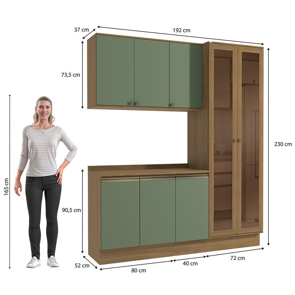 Armário de Cozinha Compacta 100% MDF 192cm Nogueira/Verde Celeste Kappesberg · foto 2