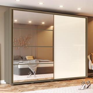 Guarda-Roupa Casal com Espelho Cavic 100% MDF 2 Portas 6 Gavetas Duna e Off White em Oferta na Shopee