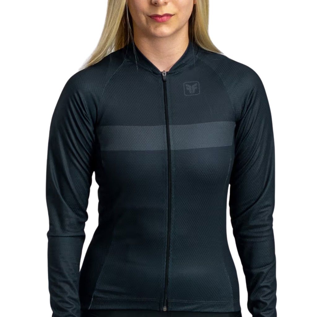 Camisa de Ciclismo Free Force Basic Gravity Manga Longa Feminino Preto