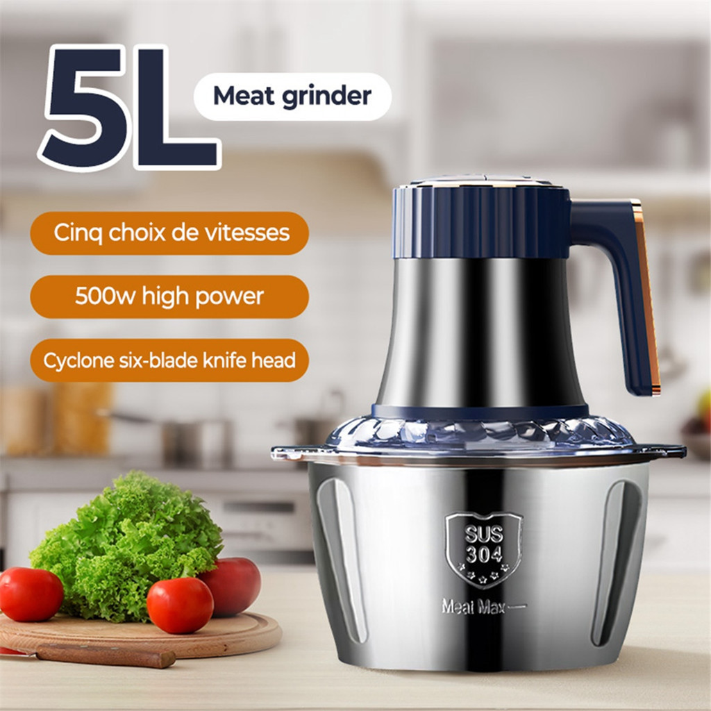 Moedor De Carne Elétrico 5L Triturador De Alimentos Multifuncional Vegetal Frutas Processador Chopper Máquina Cozinha Eu