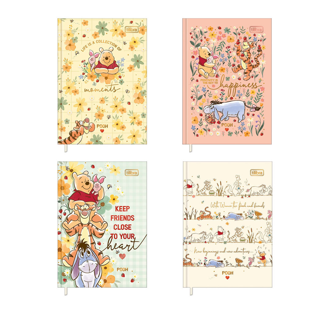 Caderneta brochura capa dura 96 folhas Pooh Tilibra em Oferta na Shopee
