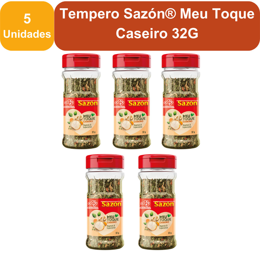 Kit 5 Unidades Tempero Sazón® Meu Toque Caseiro 32G