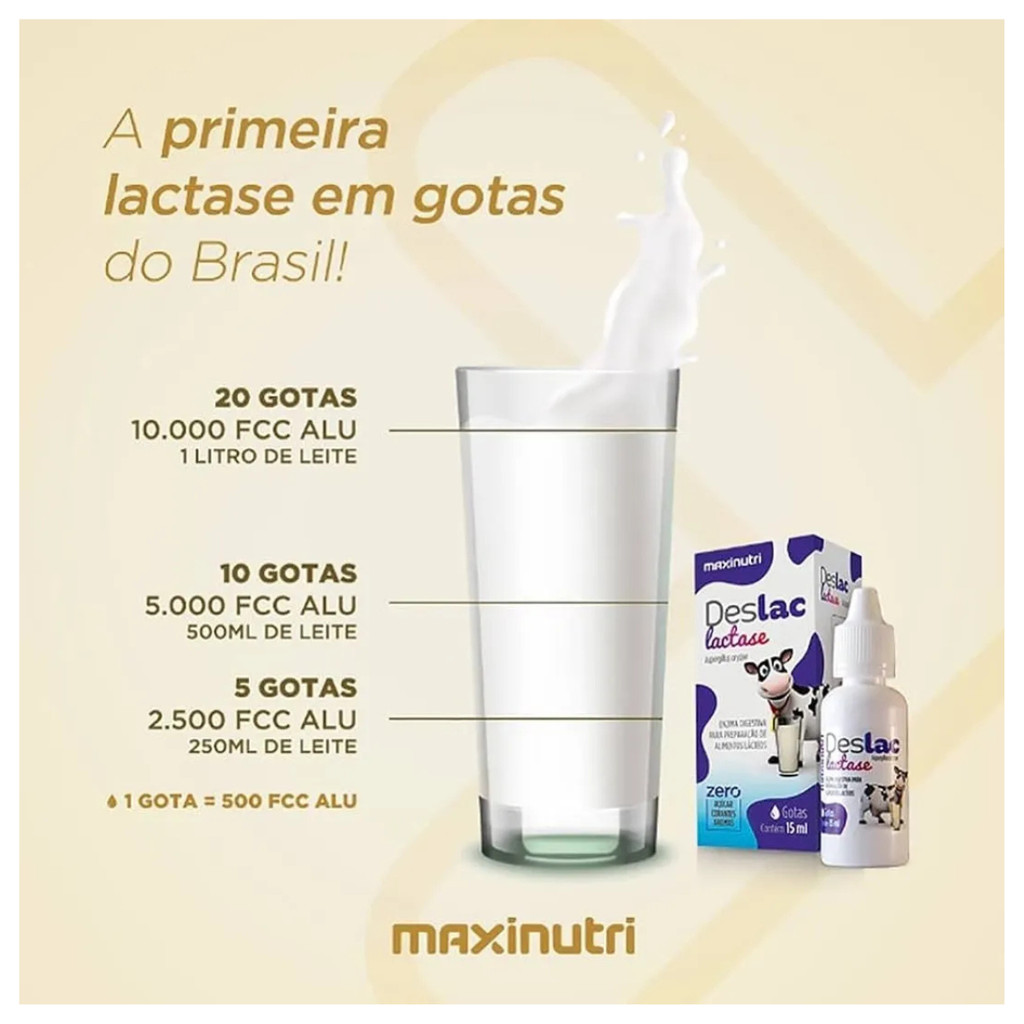 Deslac Lactase Zero Açúcar Gotas 15ml Maxinutri