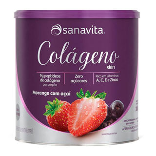 Colágeno Skin Sanavita Sabor Morango com Açaí 300g em Oferta na Shopee