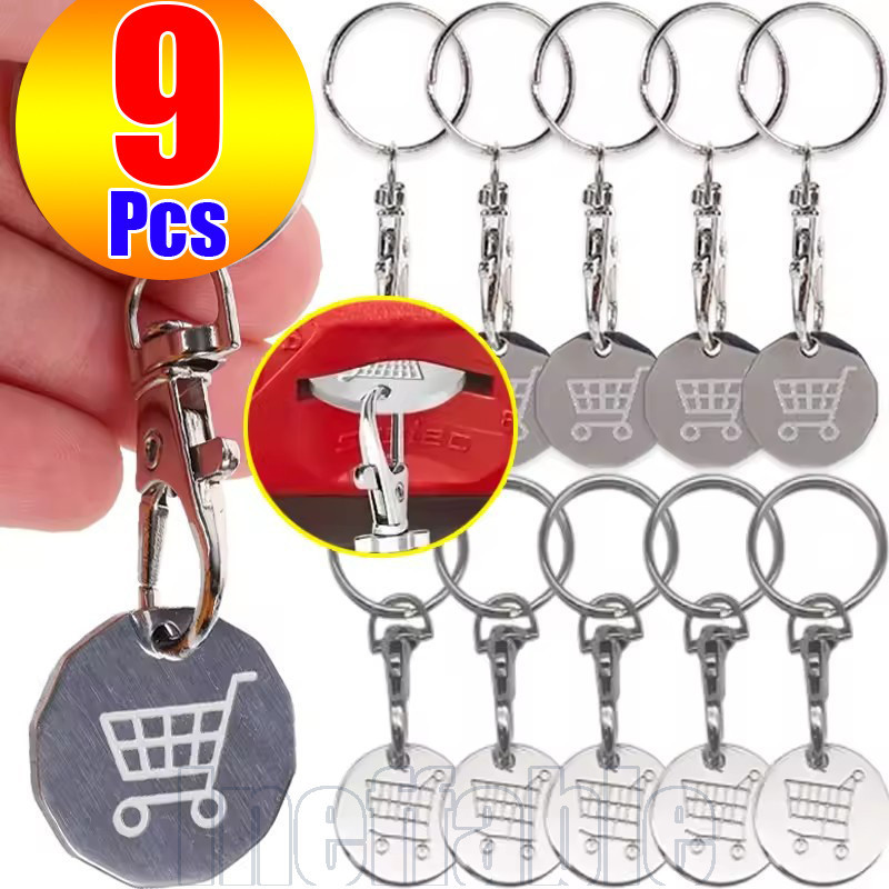 Chaveiro De Token De Carrinho De Compras De 9-2 Unidades-Tokens-Chaveiros Metal Universais-Pingente Supermercado-Com Gan