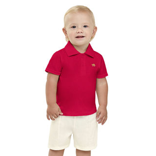 Conjunto Bebê Menino Polo Tartaruga Elian Vermelho em Oferta na Shopee