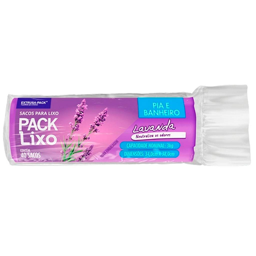 Kit com 2 Sacos de Lixo Lavanda Neutralizador de Odor 34cmx38cm c/40 cada - Extrusa-Pack · foto 2