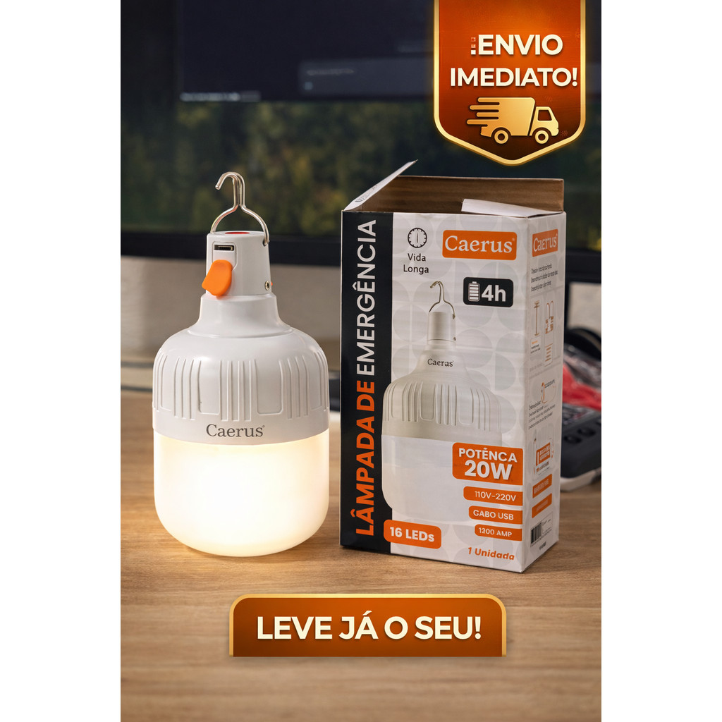 Lampada Emergencia Led Recarregavel 1200mah Usb 20W Para Acampamento Ao Ar Livre Portátil
