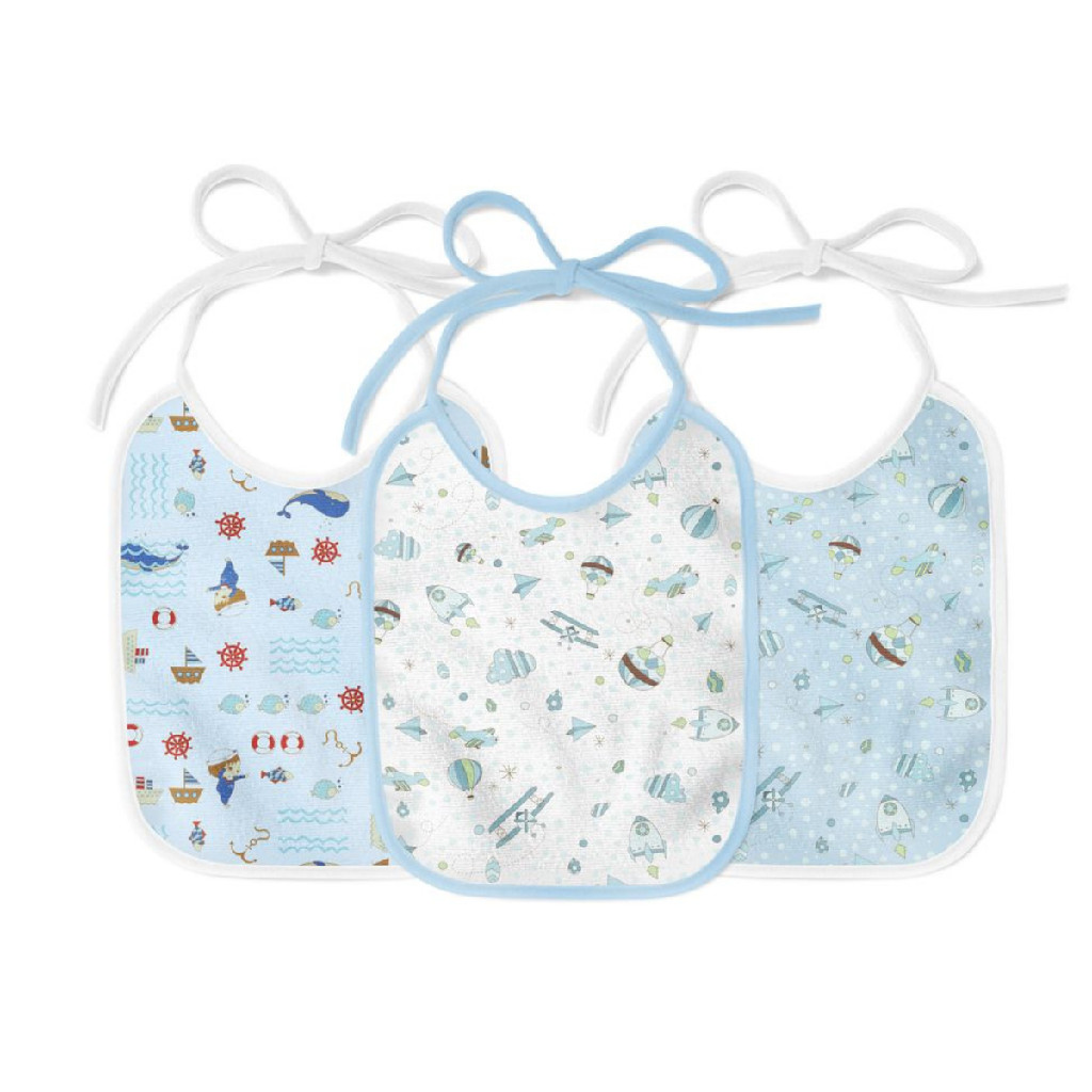 Kit 3 Und Enxoval Infantil Bebe Masculino Maternidade Alimentacao Infantil Babador Crianca